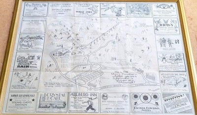 Vintage 1940s Belknap Mountain Gunstock Ski Area NH Map Poster Large By Gilman 