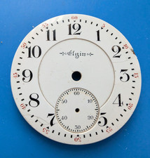 VINTAGE 18 SIZE ELGIN POCKET WATCH DOUBLE SUNK PORCELAIN DIAL