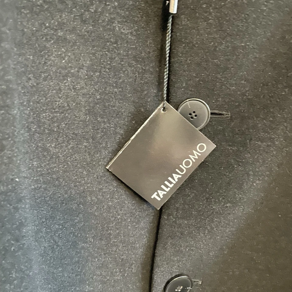 Tallia Uomo Overcoat Jacob Siegel Mens 48L NWT Wool Cashmere Blend Black Italy - Image 3 of 4