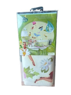 Disney Fairies Tinker Bell Glitter Wall Decals 30 Peel & Stick NEW Sealed Rare