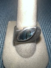 925 Sterling Silver Ring With A Abalone Stone Overlay Vintage Size 7/ J152
