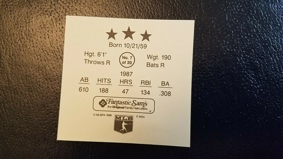 George Bell Blue Jays 1988 Fantastic Sam's Baseball Superstars SQUARE CUT - Image 2 of 2