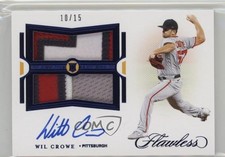 2021 Panini Flawless Rookie Sapphire /15 Wil Crowe #RDPA-WC Dual Patch Auto 7xr
