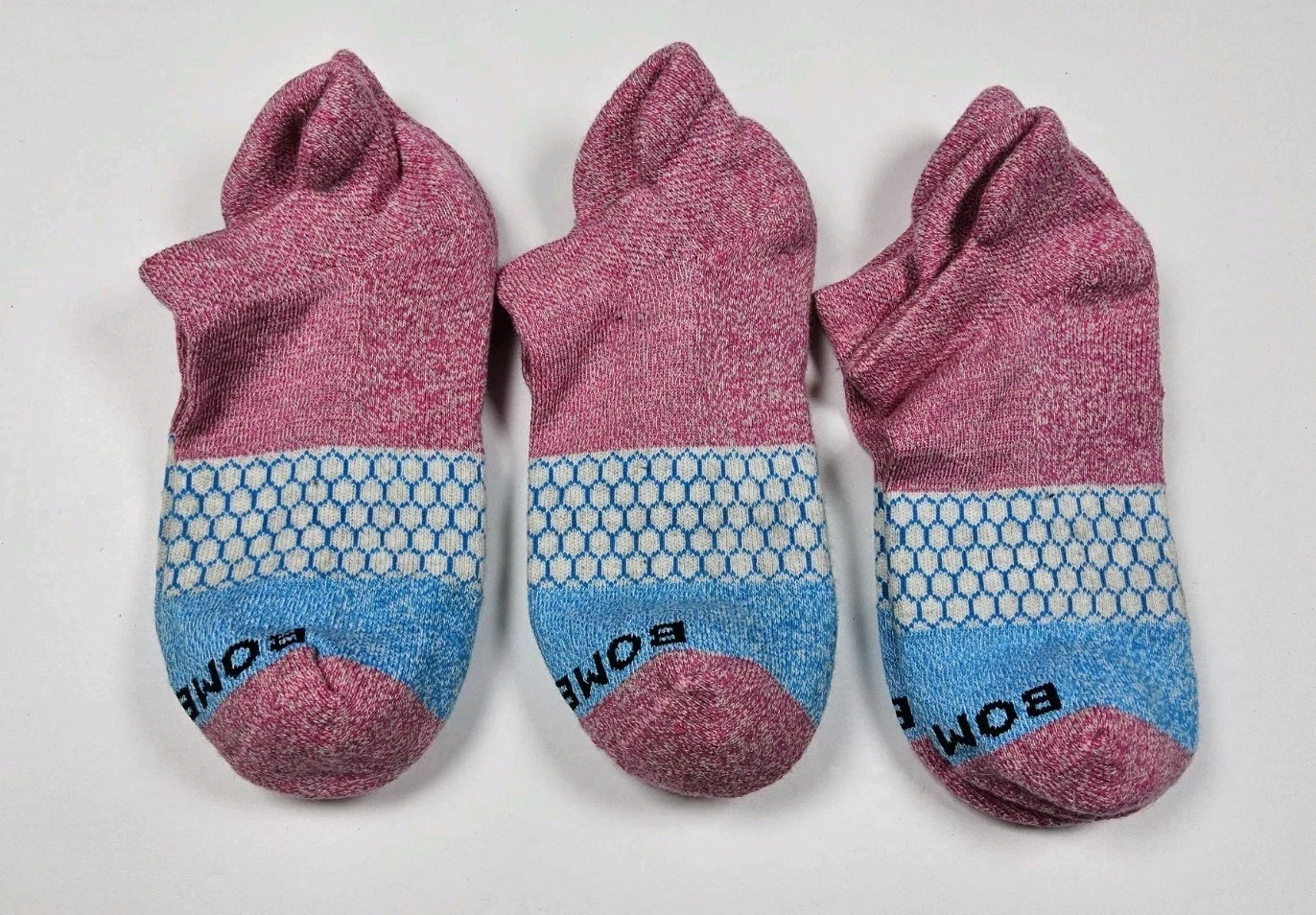 Bombas Tri-Block Marled Ankle Socks Lot Of 3 Pairs Size S