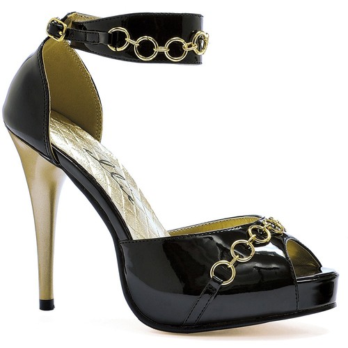 Sandalias Ellie de 4" con correas en el tobillo punta abierta con cadena zapatos para mujeres adultas 428 puños