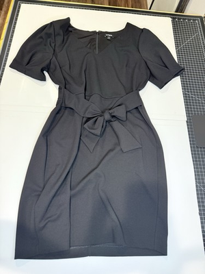 #ad Express Women’s Crepe Sheath Wrap Dress Size Large Black Short Sleeve Sheath $35.00