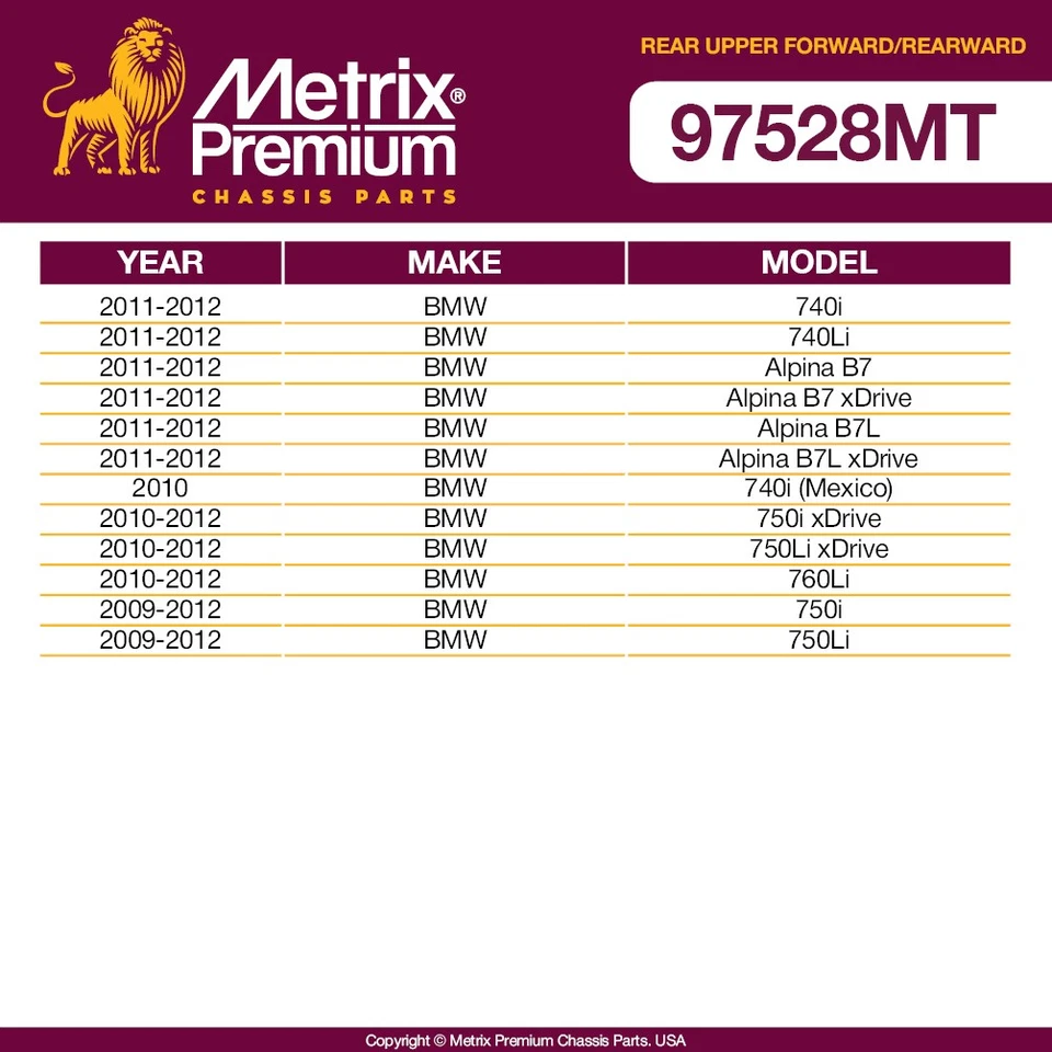 Rear Upper Forward & Rearward Control Arm Kit for 11-12 BMW 740i 740Li 4 PCS - Image 2 of 4