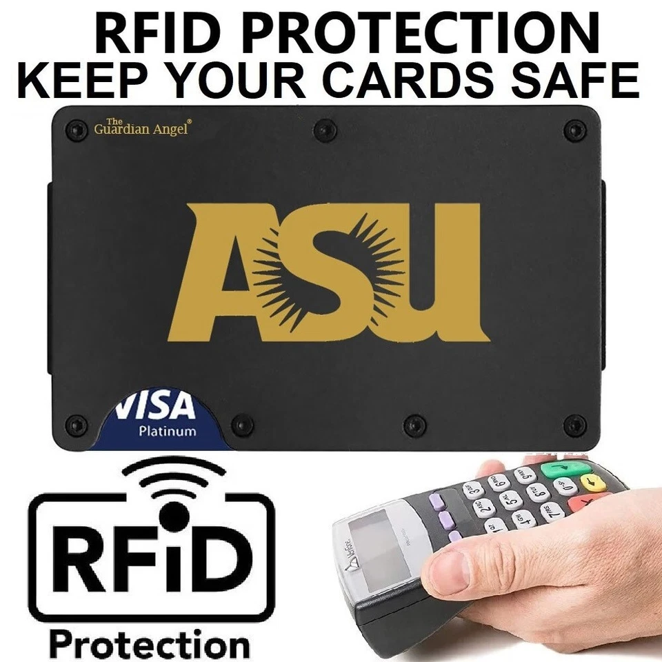 Arizona State Sun Devils Engraved Titanium Black RFID Blocking Wallet Gift D7 - Image 2 of 4