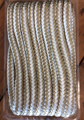 Seachoice Double Braided Boat Nylon Dock Line Rope 5/8'' x 25' Gold/White 40051