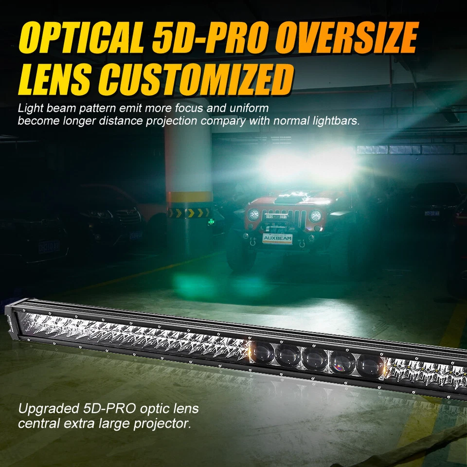 Auxbeam 52" 5D-PRO LED Work Light Bar Combo Driving Offroad Truck SUV ATV Pickup Foto 2 de 4