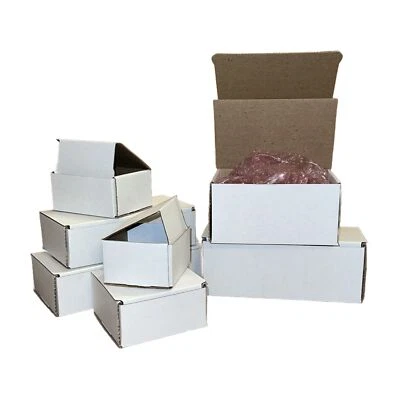 200 Boîtes En Carton Blanc 8X4X2 Pour Envoi Et Expédition - Photo 1/4