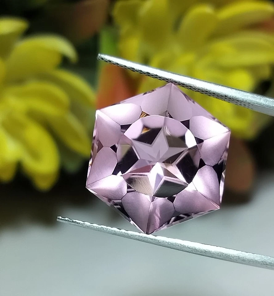 Pink Tourmaline Hexagon 15X15X10.00MM Heart & Star Cut Fantasy Modern Cut Facete - Image 4 of 4