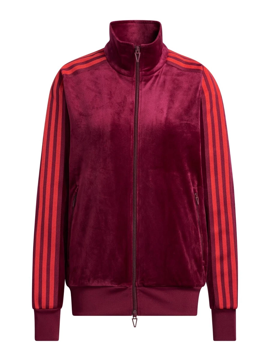 New ADIDAS X IVY PARK Velour Track Jacket Size 2XS Cherry Wood Red