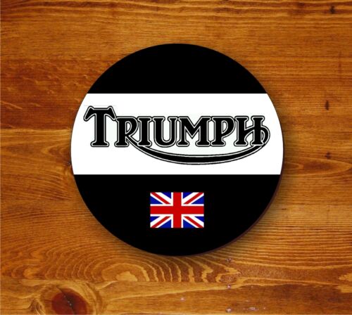 Triumph Motorcycle logo and Union Jack - round coaster - Picture 1 of 1
