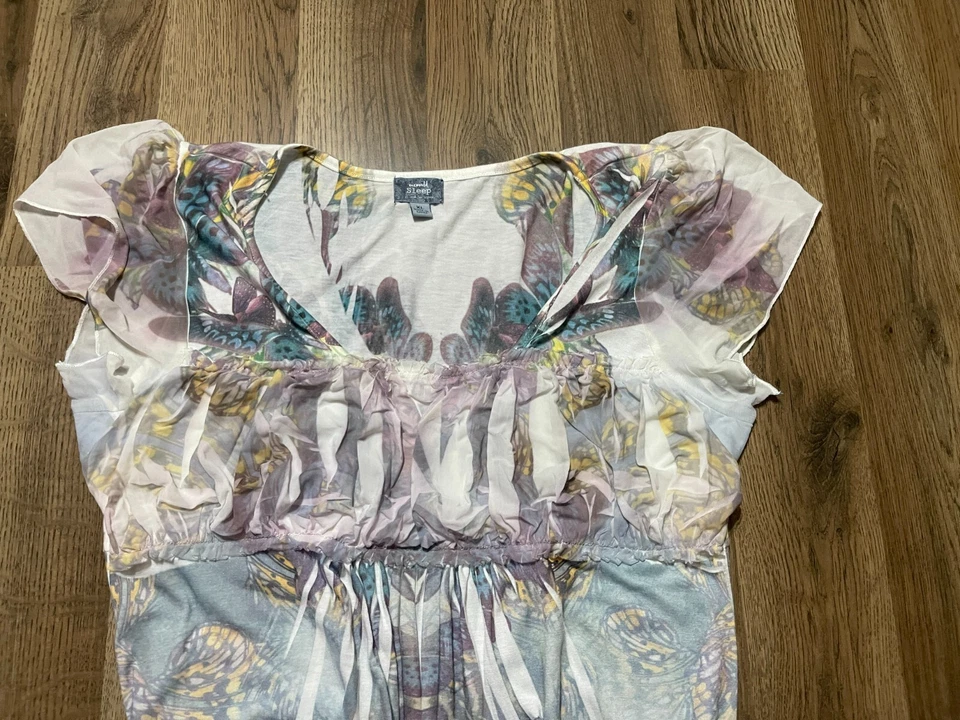 One World Dress, Women's Size XL, Butterflies Print, Short Sleeve, Sleepwear - Image 3 of 4