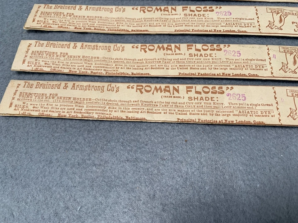 Lote de 6 hilos de bordar de hilo dental romano Brainerd & Armstrong Co. de colección Foto 2 de 4