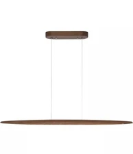 YISDESIGN 39” Wood Linear Pendant LED  Chandelier Light Fixture 24w Walnut Color