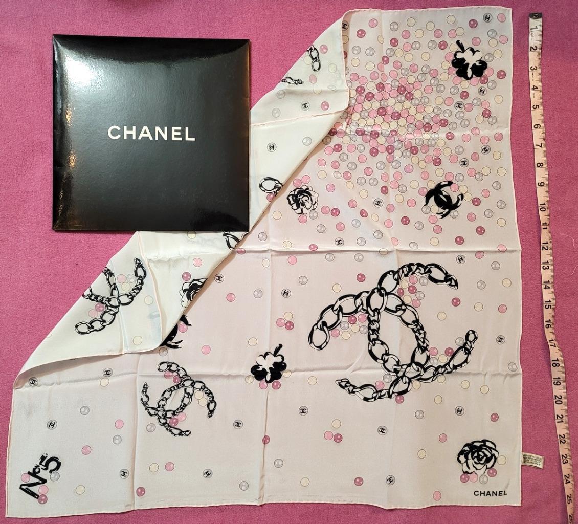 Gorgeous Authentic Vintage Chanel No 5 Silk Scarf w/Envelope - Great Gift!