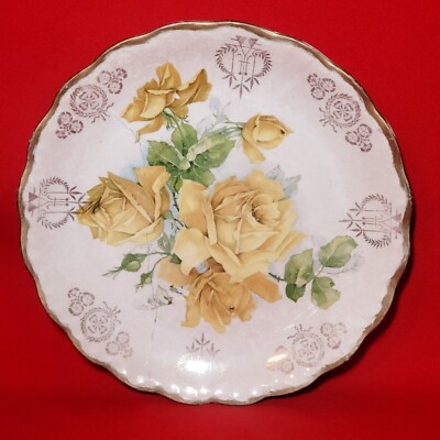 Vintage Carnation Mc Nicol Decorative Plate Yellow Roses Repaired