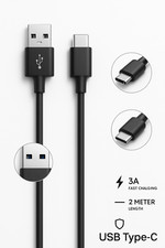 USB-A auf USB-C Ladekabel 2m Schwarz   3A Sch...