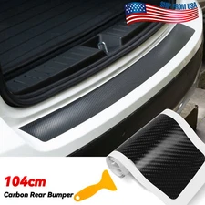 4D Car Rear Boot Bumper Sill Protector Plate Trim Strip Cover Guard Carbon Fiber
