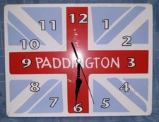 Paddington Bear Clock New in Plastic by Trend Lab 8.5" x 11"