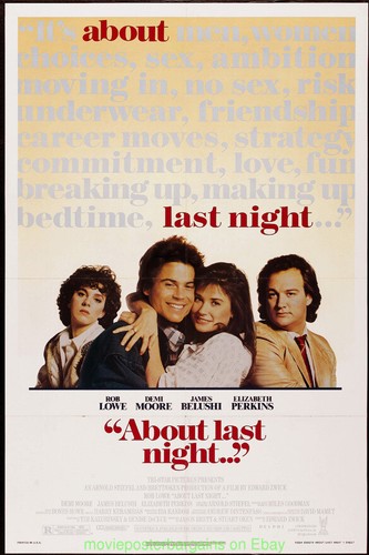 ABOUT LAST NIGHT MOVIE POSTER Original Folded 27x41 VF DEMI MOORE 1986
