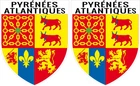 2 x PYRENEES ATLANTIQUES patch department 64 sticker 4x5cm coat of arms sticker