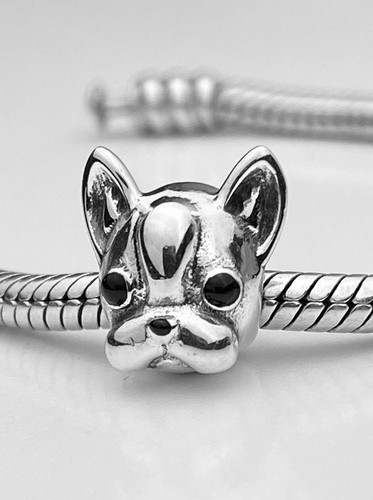 Charm Bulldog Francese Pet Cane Animale Originale Argento Sterling 925 π - Foto 2 di 10