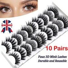 5/10 Pairs False Eyelashes Long Thick Natural Fake Eye Lashes Set Mink Makeup UK