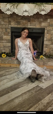 White and Silver Used Prom Dress Size 4 