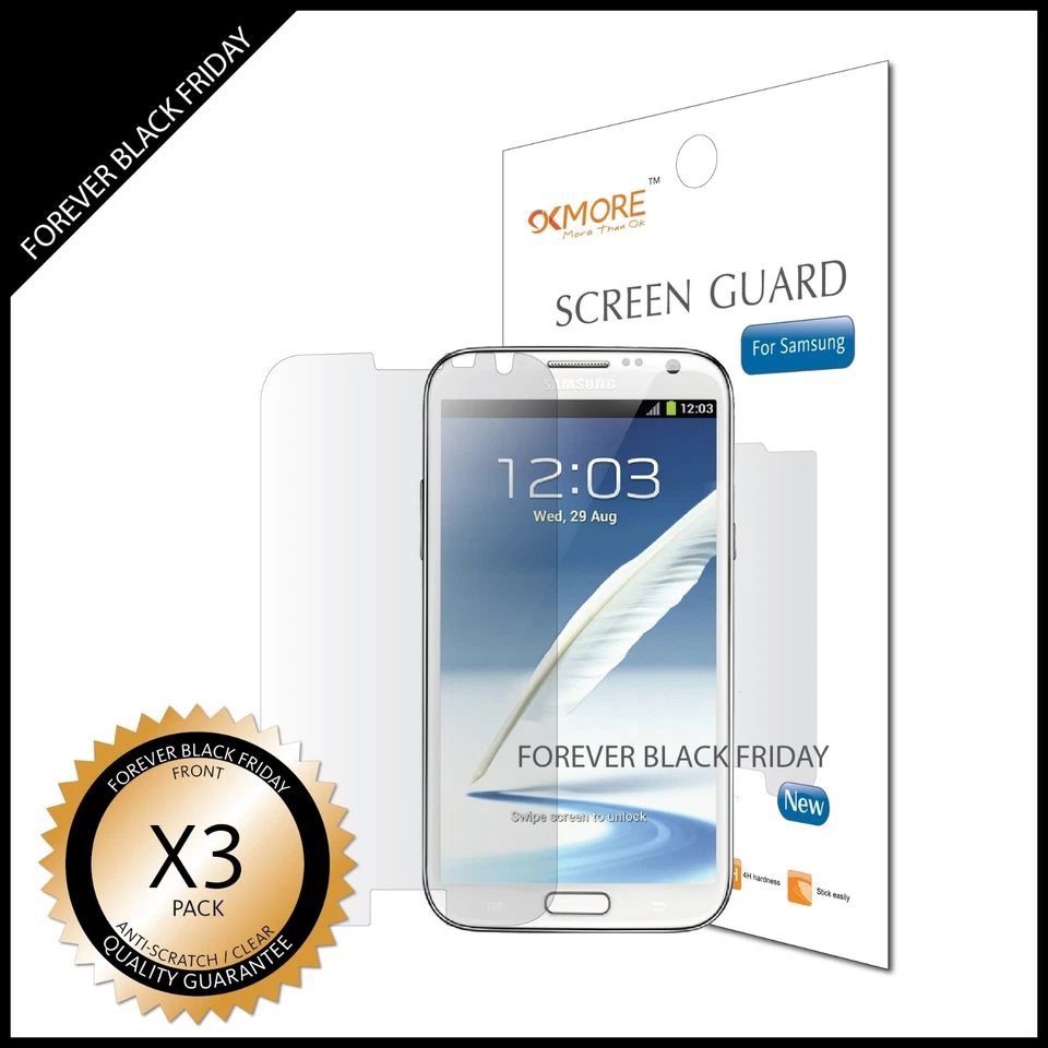 3x Anti-Scratch Clear Screen Protector Cover For Samsung Galaxy Note 2 II N7100 - Image 4 of 4