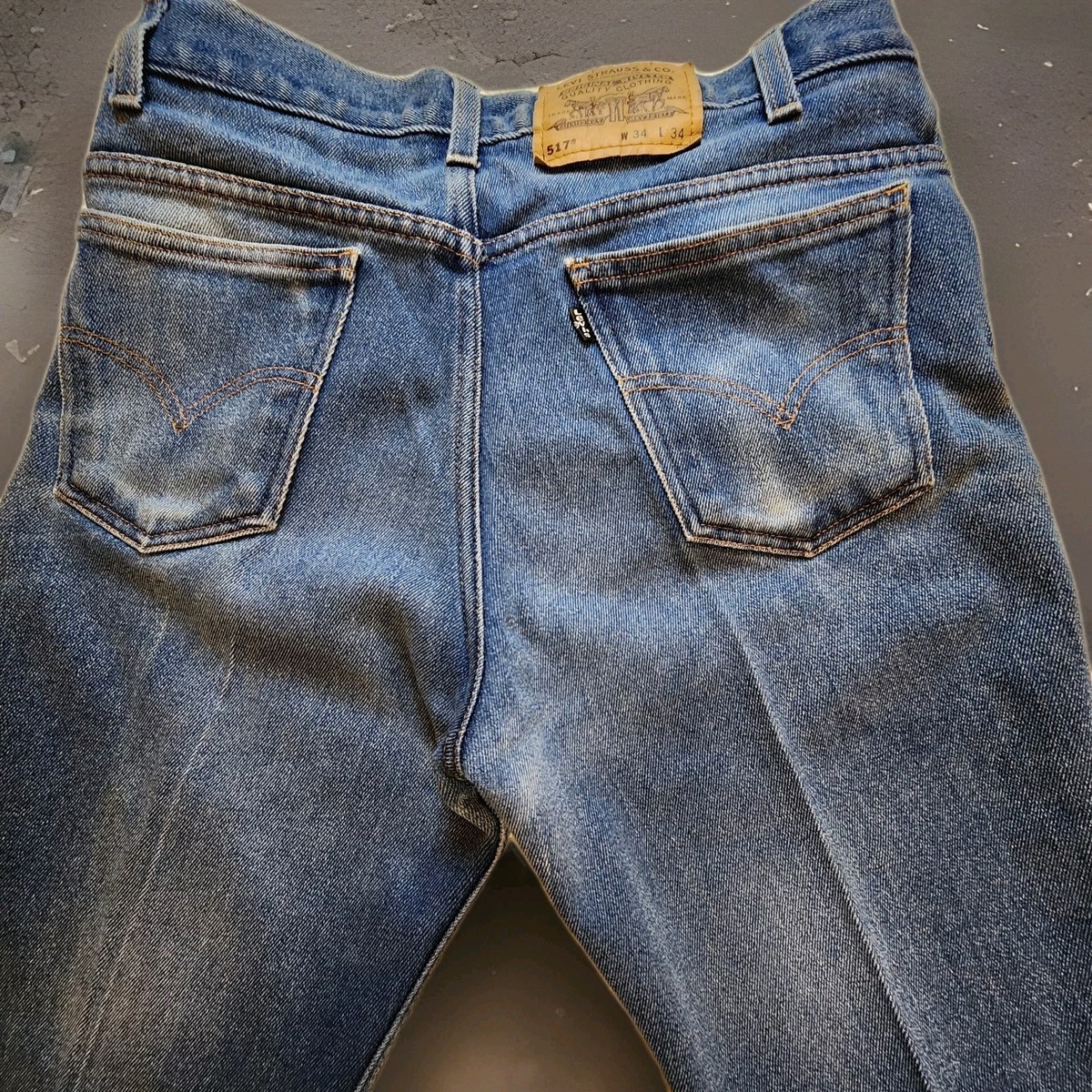 Vintage Levis 517 Jeans Mens 34x34 Bootcut Denim Cowboy Black Tab