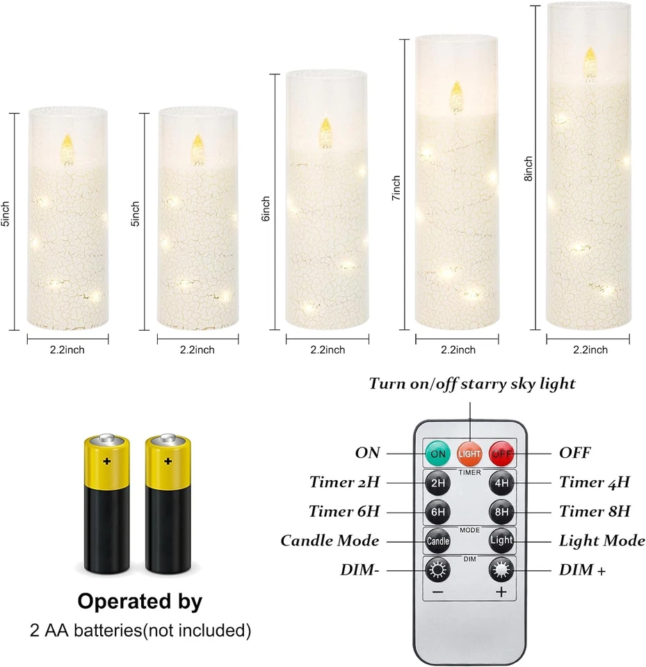 Flameless LED Pillar Candles with Remote Control and Timer, Battery Operated - Image 2 of 4