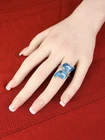 Vtg Siam Sterling Silver 925 Blue Enamel Thai Dancer Bypass Ring Size 8