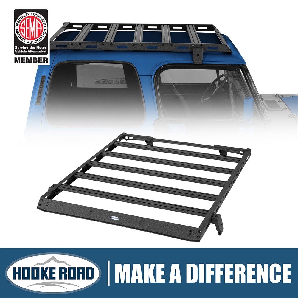 Hooke Road Roof Rack Cargo Basket Carrier For 1987-1995 Jeep Wrangler YJ Hardtop