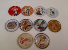 10 Metal Pogs The Simpsons Bart Homer Collectible Lot - Mexico Sabritas Gamesa