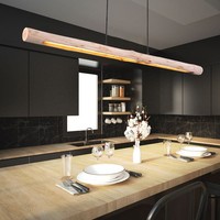 Pendellampe KüChenleuchte HäNgelampe Esszimmerleuchte Dimmbar Led Holz Balken