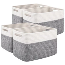 OIAHOMY 4 Pack Storage Baskets for Organizing, Basket for Shelves with Handle, W