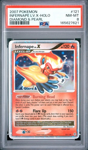 NEW CERT 2007 POKEMON DIAMOND & PEARL #121 INFERNAPE LV.X-HOLO PSA 8
