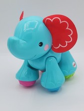 Fisher-Price Amazing Animals 8" Elephant Powder Blue Clicker Toy w/ Cloth Ears