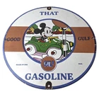 Vintage Gulf Gasoline Sign - Racing Division Gas Pump Station Porcelain Sign