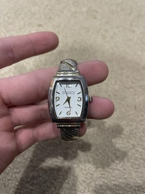 Studio Women's Silver Tonneau Analog Quartz Wristwatch, Bangle Band