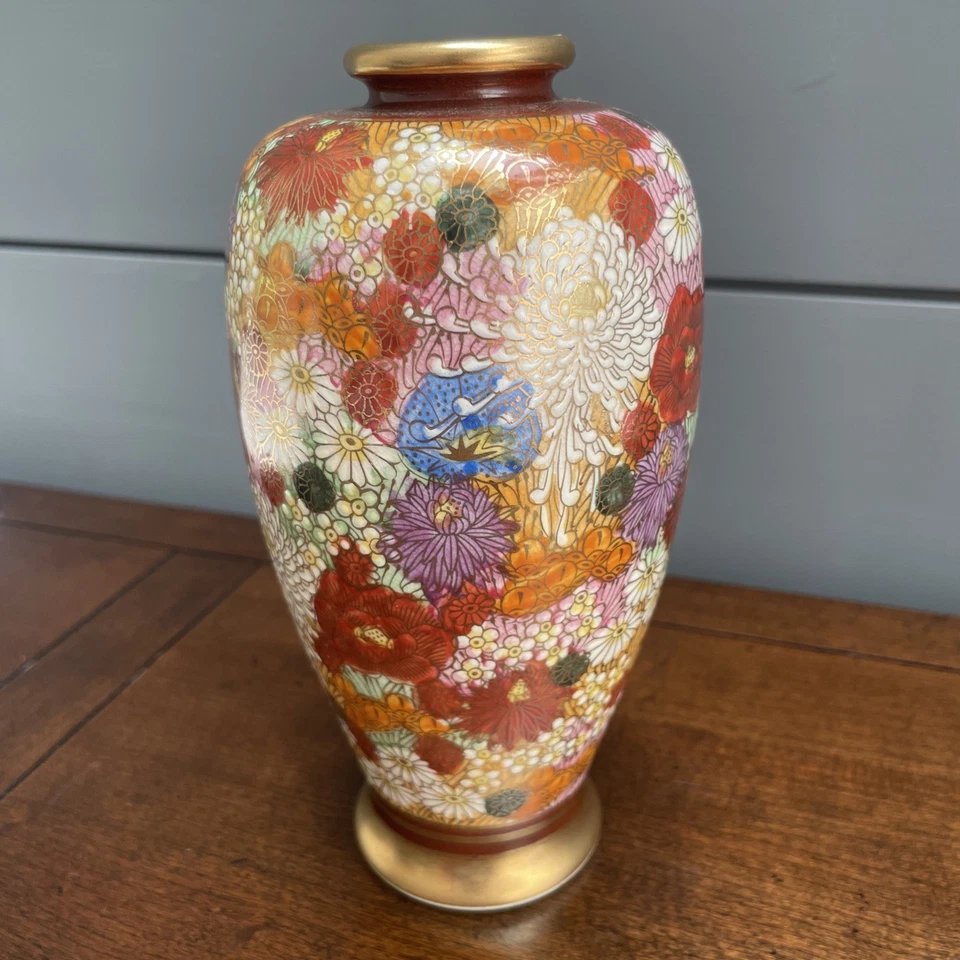 Antiguo Jarrón Japonés Satsuma Mil Flores Período Meiji Firmado ¡HERMOSO!! Foto 3 de 4