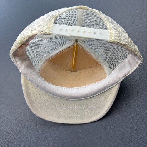 Vintage 80s Rose Bros Trucker Hat Large Snapback Mesh Cream Embroidered Floral - Picture 11 of 12