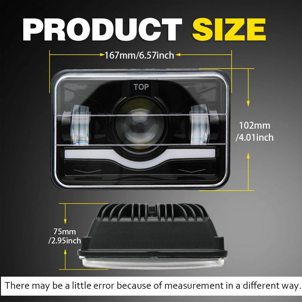 Faros LED 4x6" negros 4 piezas para Mercury Grand Marquis & Town Car & Continental Foto 2 de 4