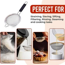 Herlig® Small Fine Mesh Strainer w/Handle Rust Proof Stainless Steel Mesh 3.15"