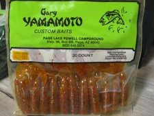 20 Gary Yamamoto Fishing Baits 5" Single Tail Grub Cinnamon Red Flake Tiny Green