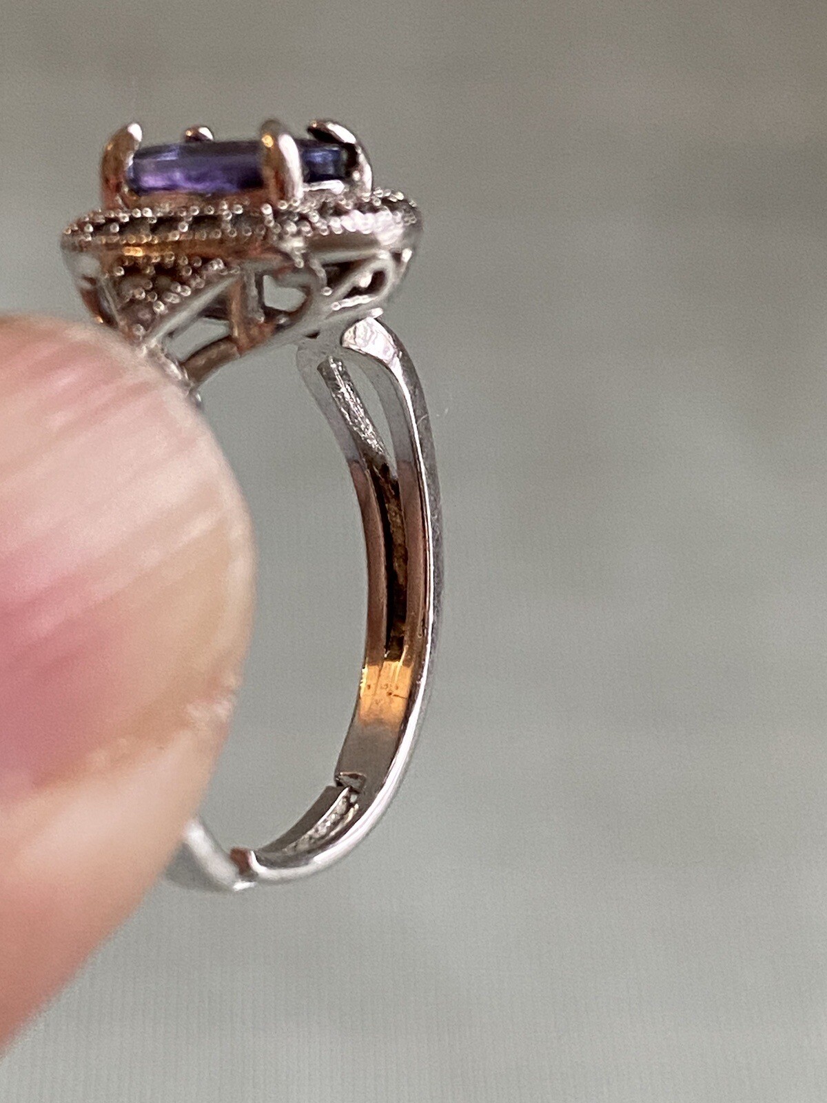 Sterling Silver Amethyst Ring Adjustable Size - image 5