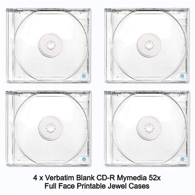 4 x Verbatim Mymedia CD-R Full Inkjet Printable 52x Disc 700MB 80min in CD Jewel